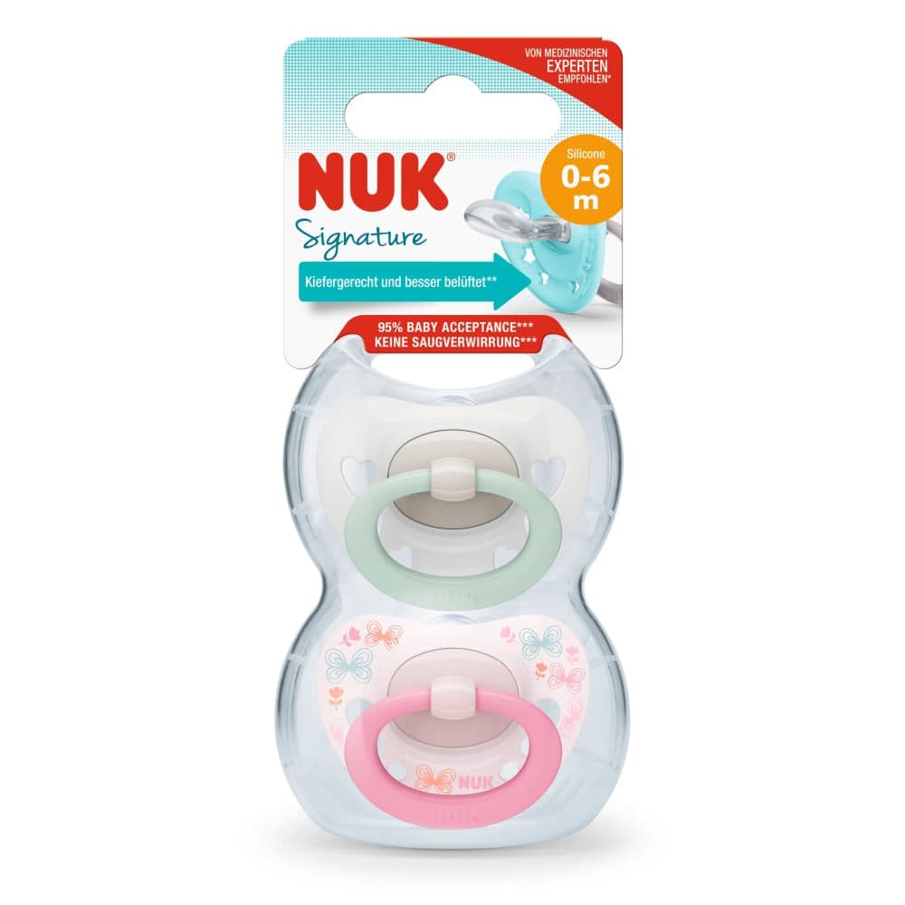 NUK Chupete Signature 0M a 6M Verde/Rosa