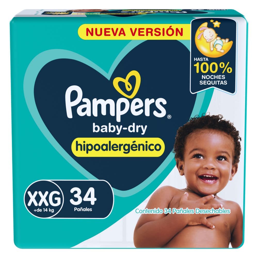 Pampers Pañal Baby-Dry Hipoal Xxg