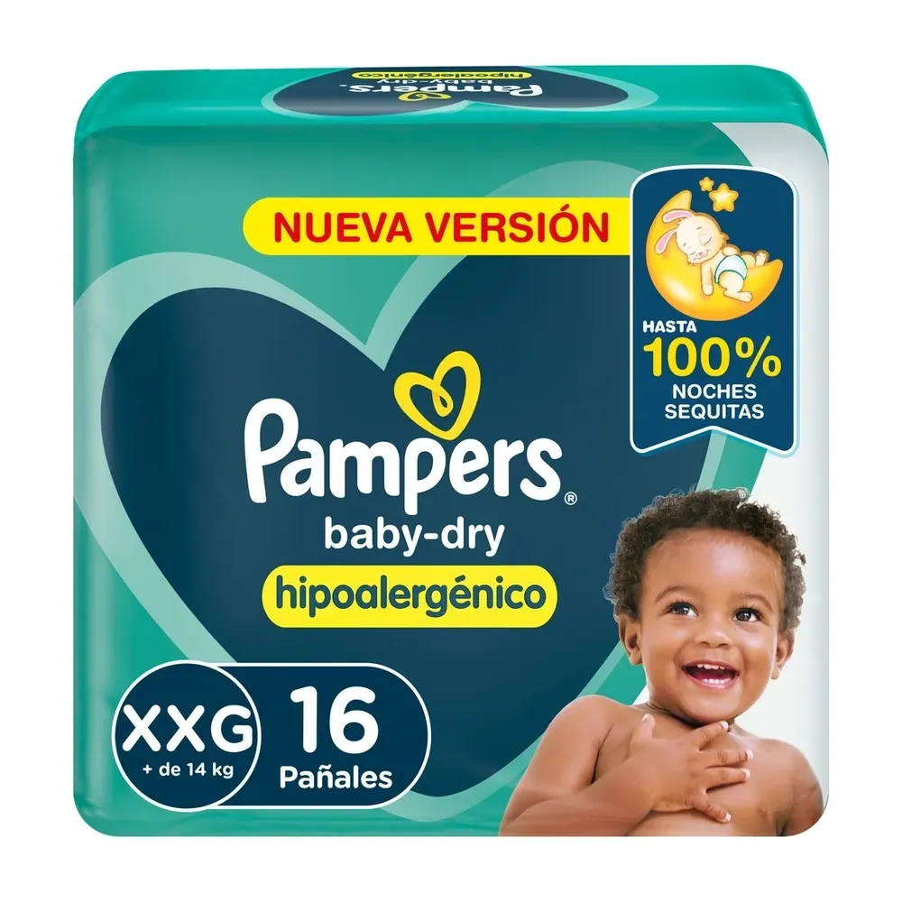 Pampers Pañal Baby-Dry Hipoal Xxg