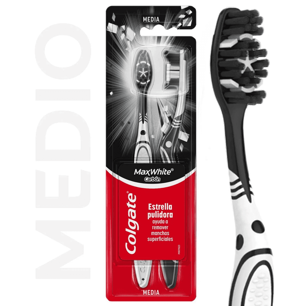 Colgate Cepillo Dental Maxwhite Carbon Mediano