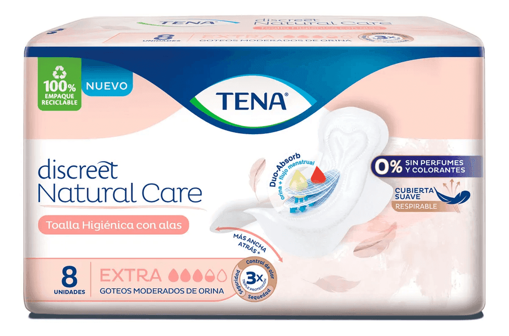Tena Toalla Femenina Discreet Nat Care Extr