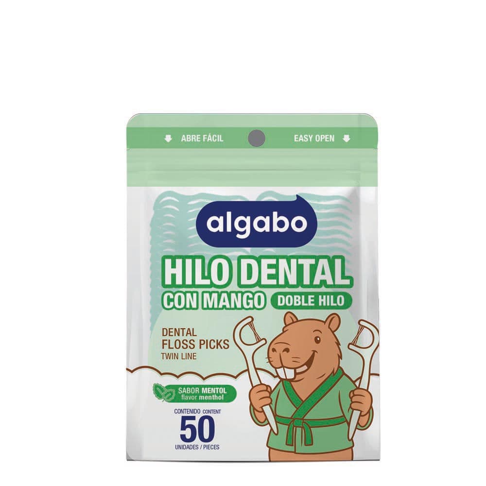 Algabo Hilo Dental con Mango Mentol · 50 m