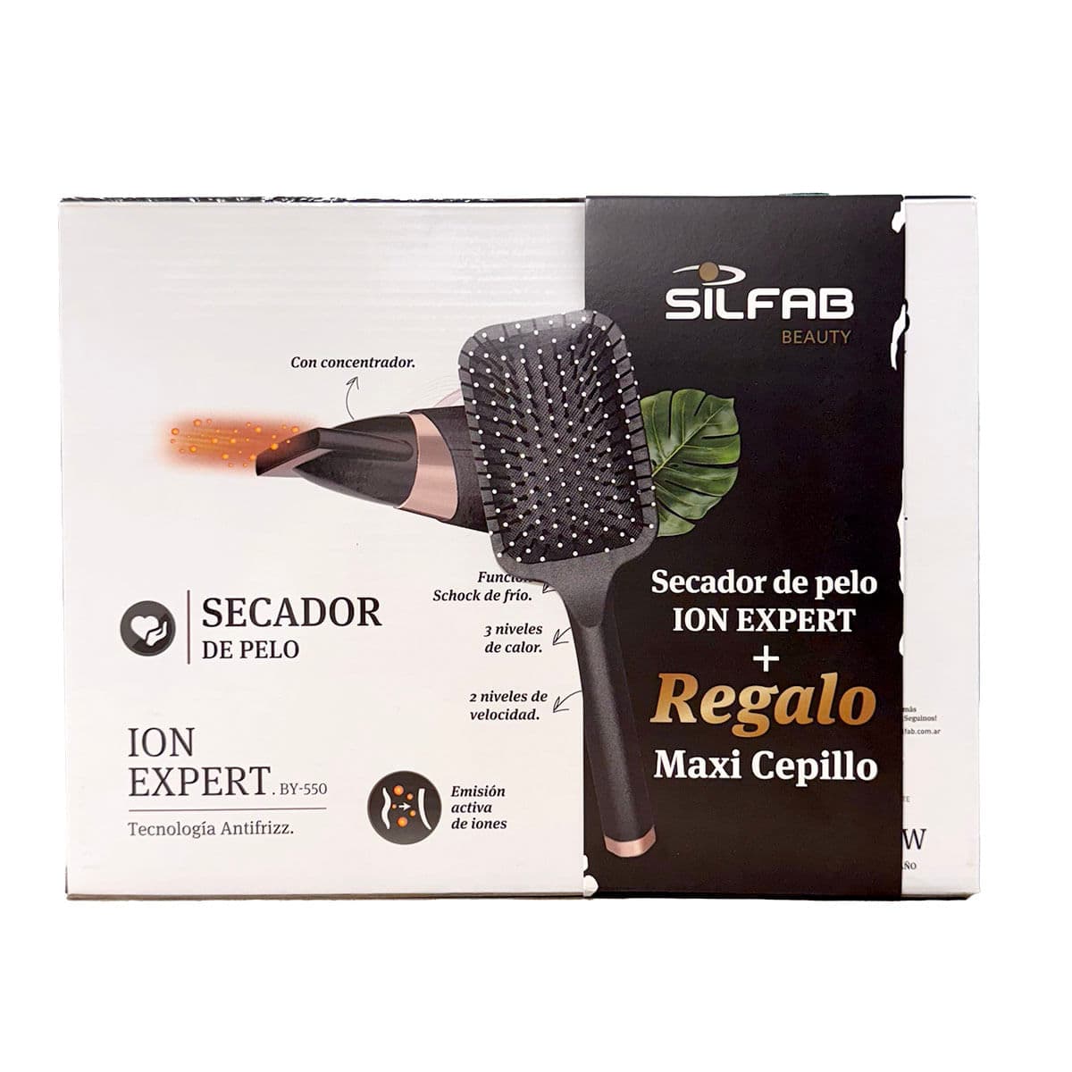 Silfab Secador de Pelo Ion By-550 Combo Beauty+Maxi Cepillo Obsequio