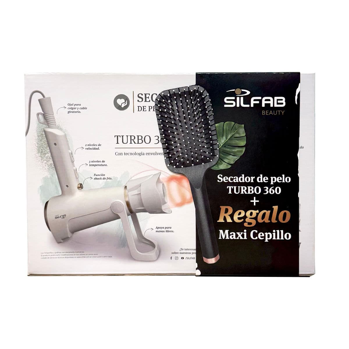 Silfab Secador Pelo Ion By-571 Turbo Combo Beaty+Maxi Cepillo Obsequio