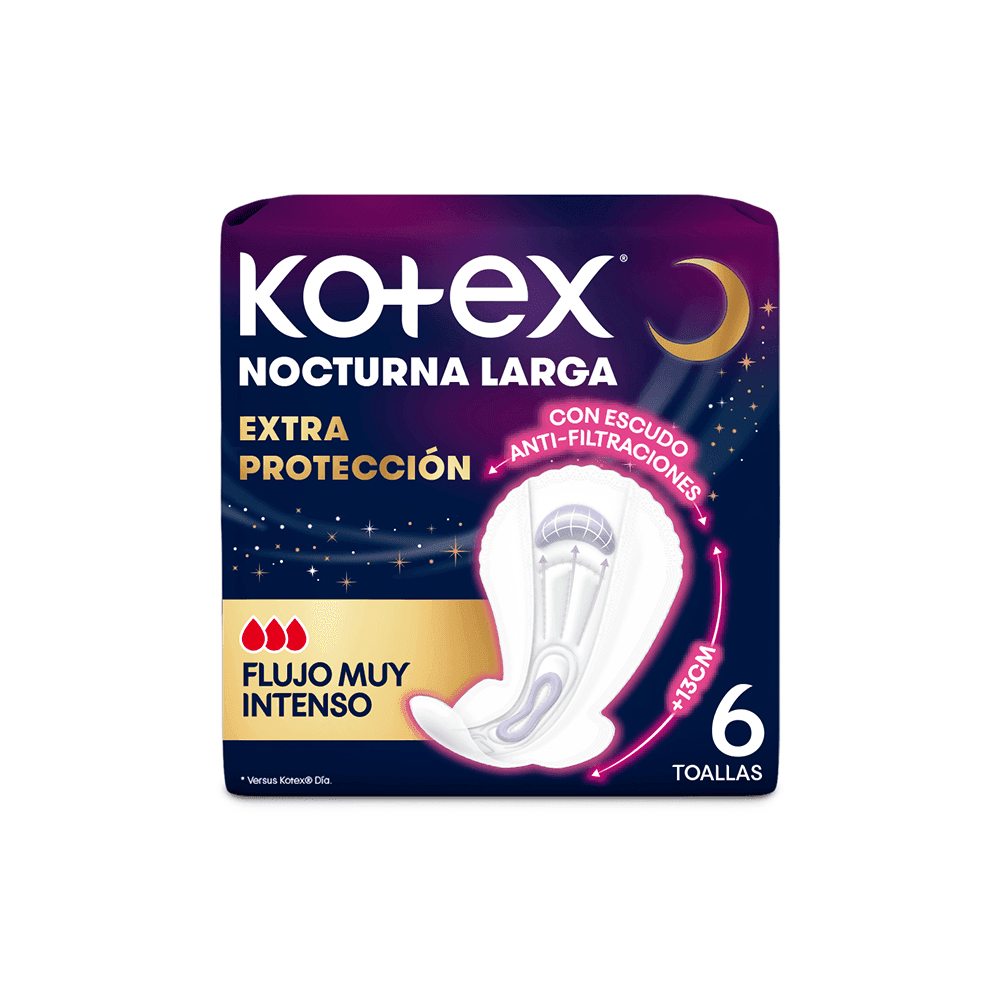 Kotex Toalla Femenina Nocturna Larga Extra Protección