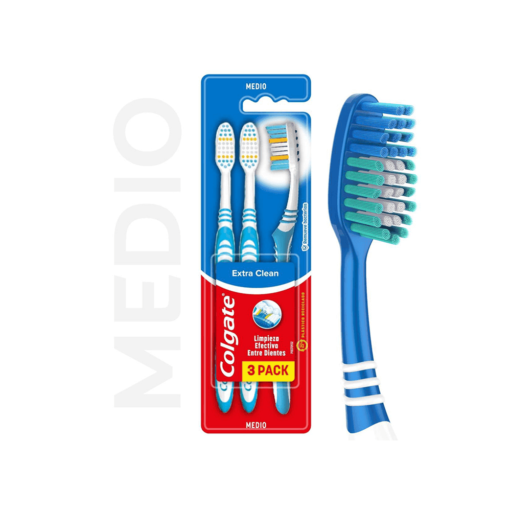 Colgate Cepillo Dental Extra Clean Mediano Pack