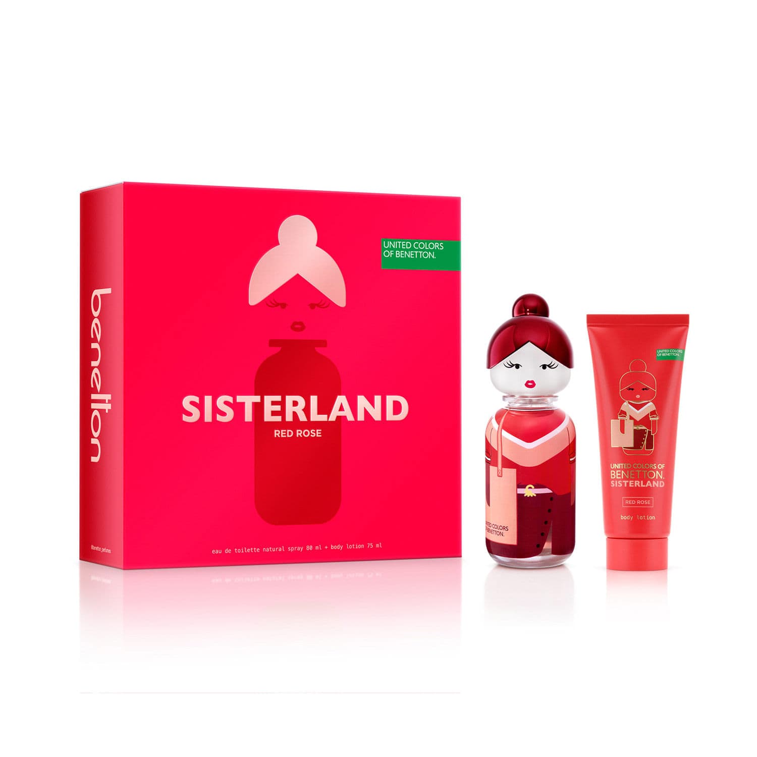Benetton U.C. Sisterland Red Rose EDT X80 Ml+Body L X75(Estuche)